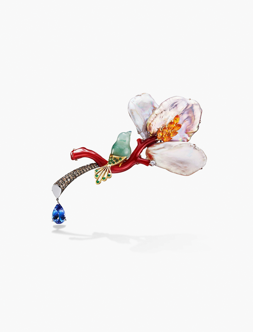 Bluebird and Blossoms on a Rainy Night Series