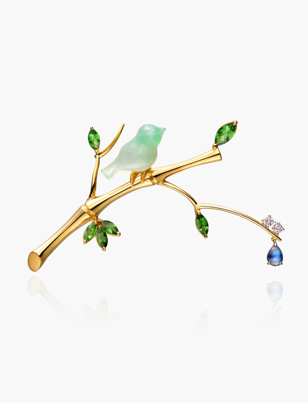 Bluebird and Bamboo on a Rainy Night