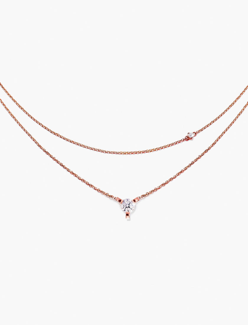 Instant of Love - Three Hearts -Mini Diamond Necklace